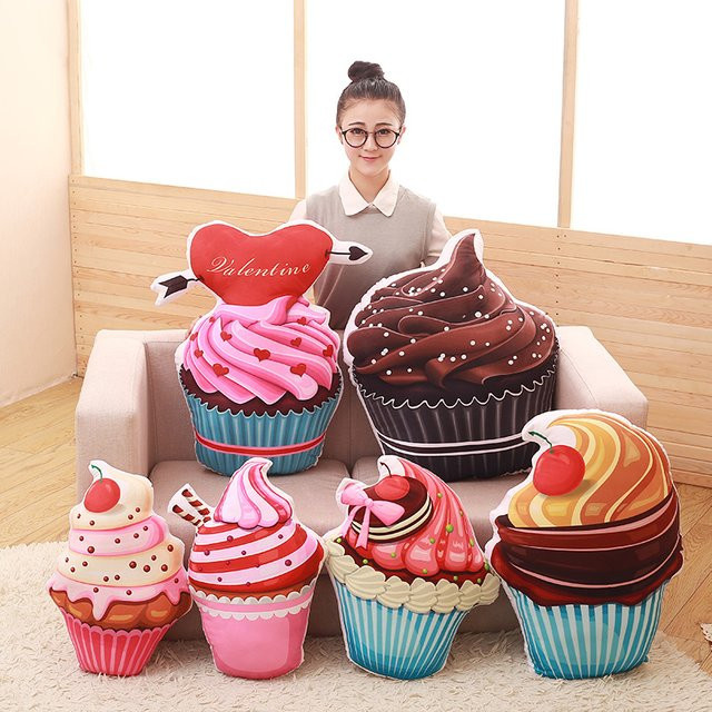 TANGJANE Plüsch Kissen Rosa Tasse Kuchen Eis Kirsche Früchte Cookie Keks Chocolate, Plüsch / Textil - Bild 1