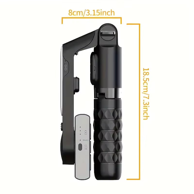 QAML A6 2025 1-Achsen Handheld Gimbal Stabilisator mit Selfie-Stick, Stativ und kabelloser Fernbedienung, Schwarz, iOS-kompatibel - Bild 2