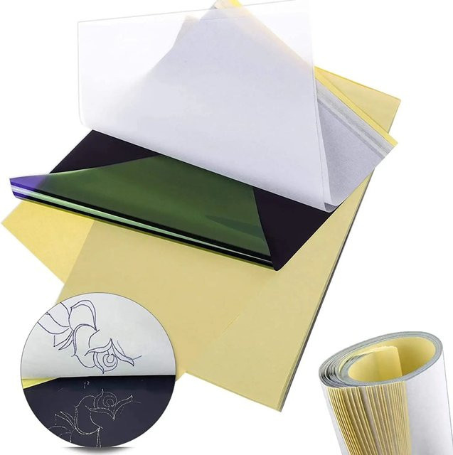 Tattoo Transfer Papier Set mit 4 Schichten, Transparentpapier für Thermo Schablonen und Tattoo Transfer Drucker, A4 Größe, Transparent - Bild 1