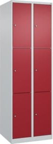 C+P Schließfachschrank Classic PLUS mit 2 Abteilen in Lichtgrau und Rubinrot, H x B x T: 185 x 60 x 50 cm - Bild 1