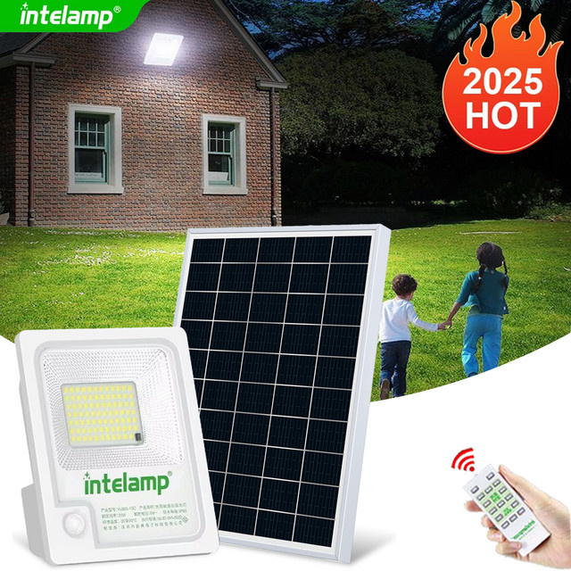 Intelamp LED Solar Wandlampe mit Bewegungssensor, 3000 Lumen, IP65 wasserdicht, Weiß - Bild 1