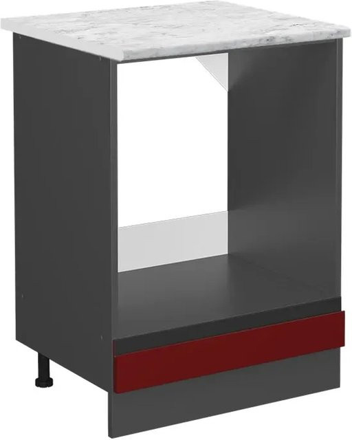 Vicco R-Line Herdbauschrank in Rot/Anthrazit mit Marmor-Optik, B/T/H: 60,0 x 46,0 x 81,6 cm - Bild 1