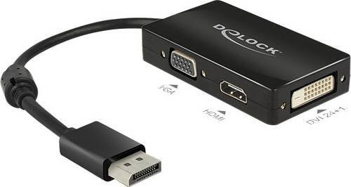 Delock Videokonverter DisplayPort auf VGA, HDMI und DVI-D in Schwarz (62656) - Bild 1