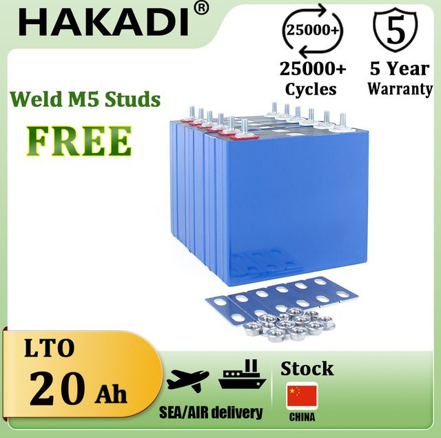 HAKADI LTO-Prismatik-Batterie mit original Toshiba-Zellen, 2,3 V 20 Ah, blau, Hochleistungsentladung für niedrige Temperaturen - Bild 1