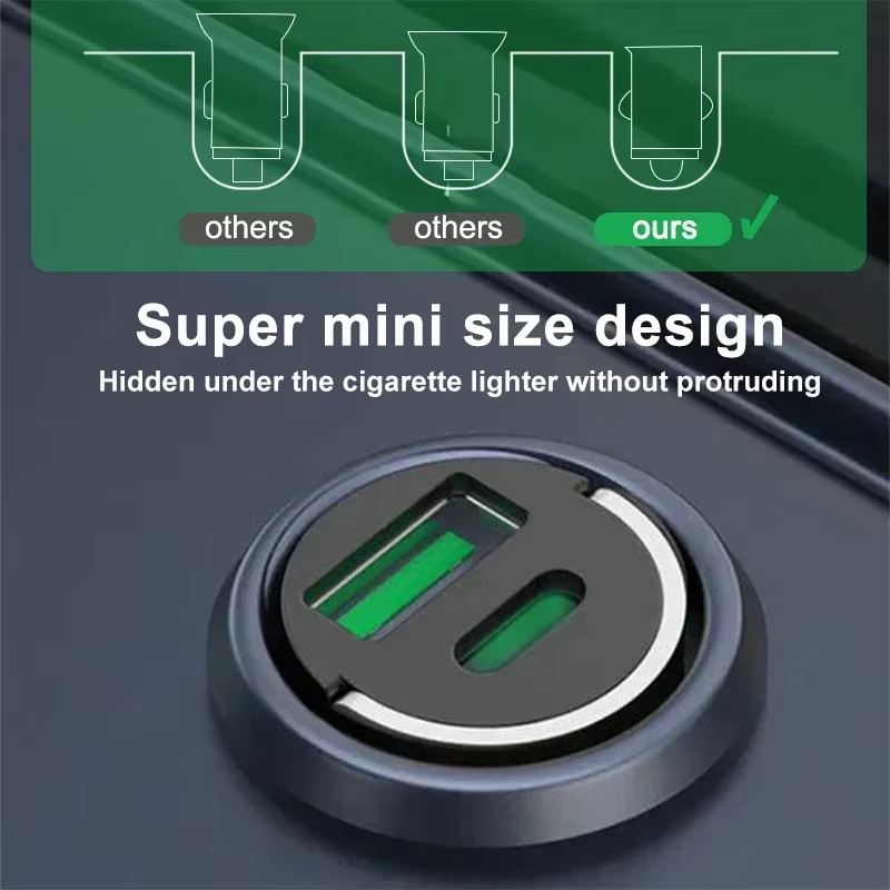 Mini Pull Ring Auto Ladegerät mit Dual USB und QC 3.0 Schnellladefunktion für iPhone, Huawei, Xiaomi und Samsung - Bild 4