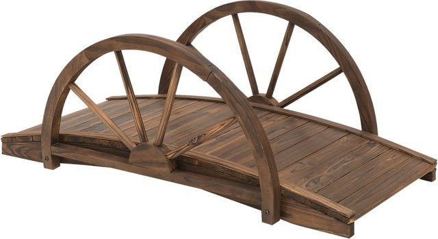 Outsunny Gartenbrücke aus Tannenholz in Braun mit Bogendesign und rustikalem Look, B/H/L: 50 x 37 x 100 cm - Bild 3