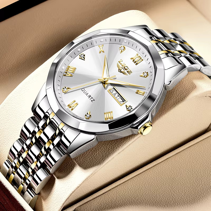 LIGE Armbanduhr Quarz, Edelstahl, Silber, Damen, Datum - Bild 5