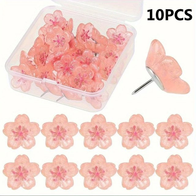 Sakura dekorative Push-Pins mit Blumenmuster in Pink aus Kunststoff für deine Pinnwand und Raumdekoration - Bild 1