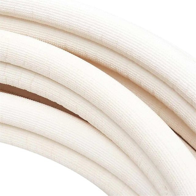 Isoliertes Kupferrohr-Set für Klimaanlagen mit Messingarmaturen, 4m Spiralrohr-Paar, Farbe: Weiß - Bild 1