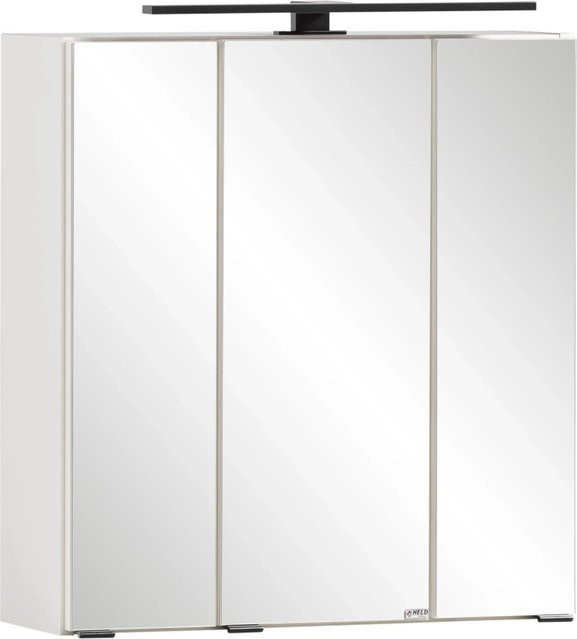 Held Möbel 3D-Spiegelschrank Padua Weiß mit LED-Beleuchtung und Steckdose, B/T/H: 60 x 20 x 64 cm - Bild 1