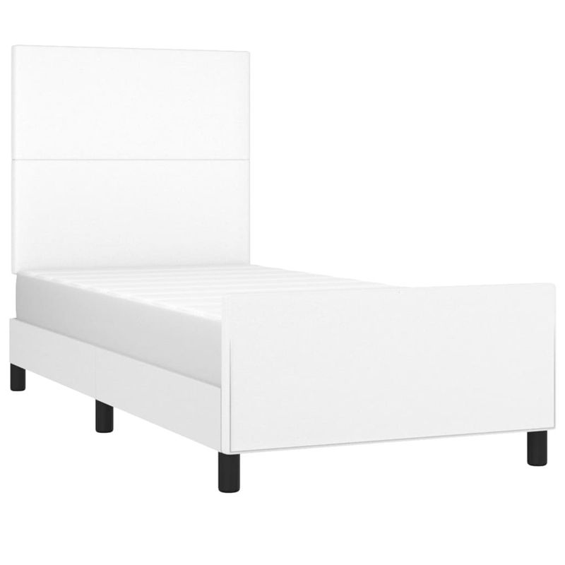 vidaXL Bettgestell mit Kopfteil in Weiß aus Kunstleder, B/T/H: 90 x 200 cm - Bild 2
