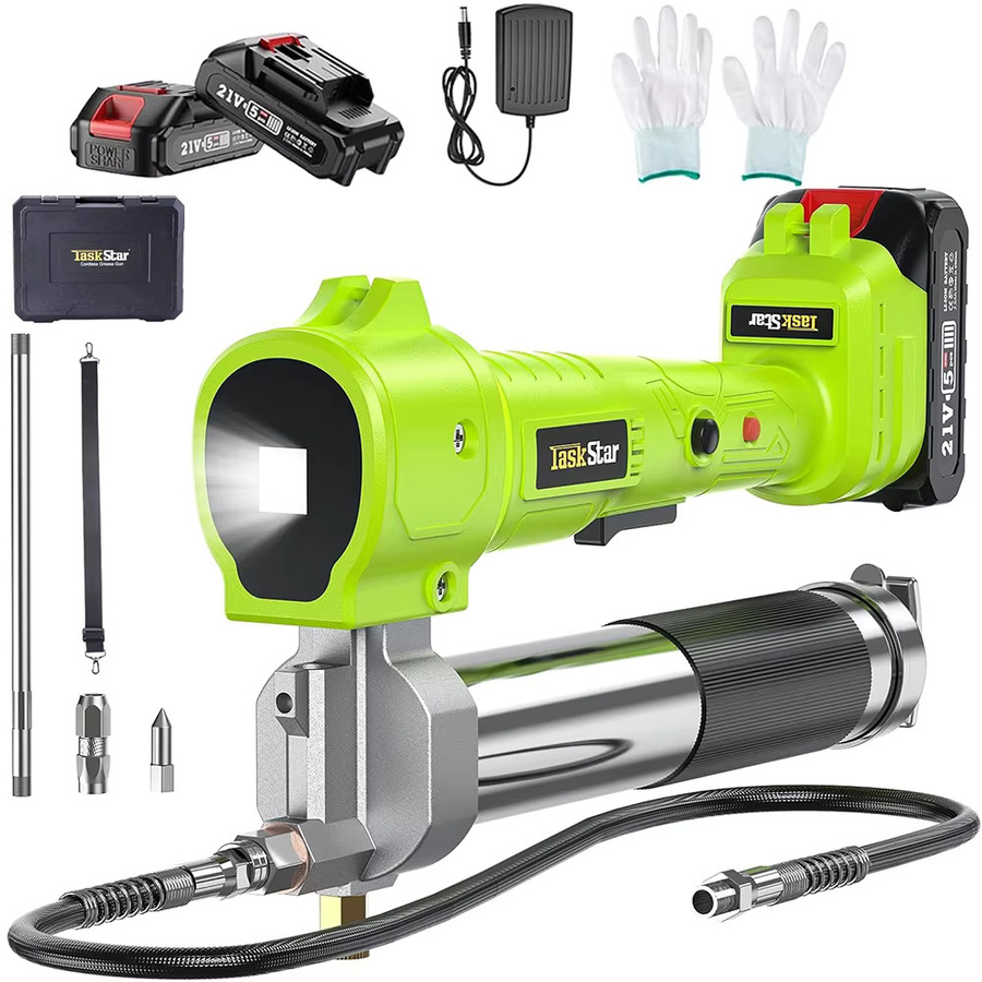 TaskStar Bürstenlose elektrische Fettpresse mit 10000 PSI und 1m flexiblem Schlauch, kabelloses Schmierkit für Makita 18V Akku, Farbe: Grün - Bild 9