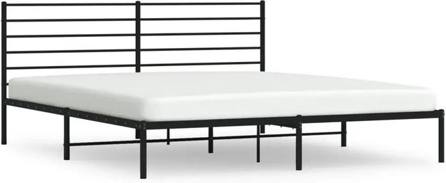vidaXL Bettgestell aus Metall mit Kopfteil in Schwarz, B/T: 200 x 200 cm - Bild 1