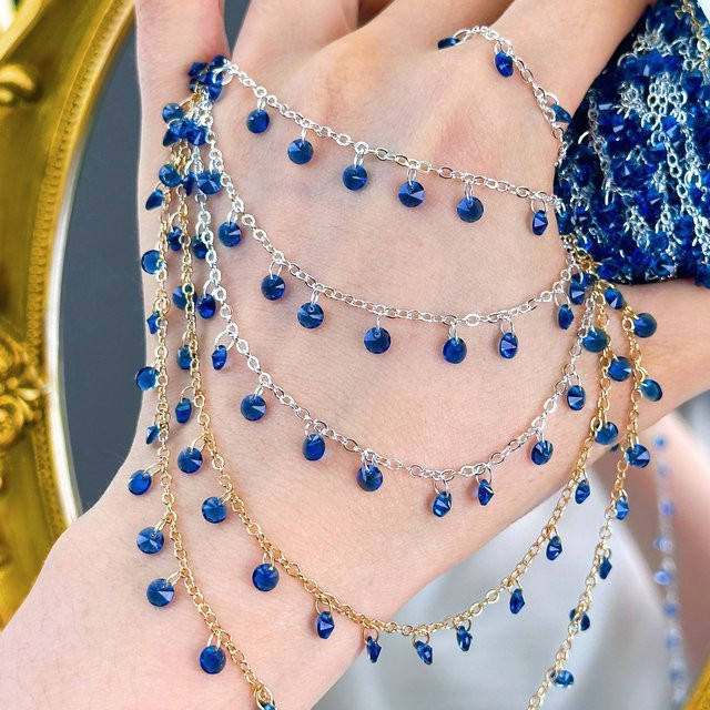 MOONMADE Halskette, Blue Crystal Tassel Chains, Zircon, 0,5/1/2 Meter - Bild 1
