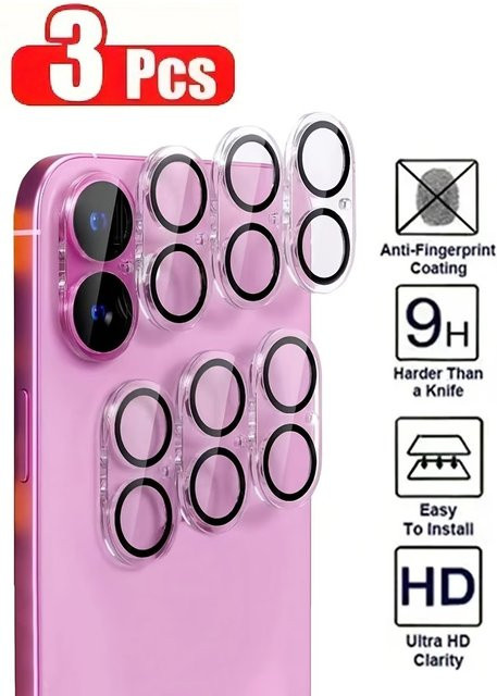 3er-Set gehärtete Glas-Kameralinsen-Schutzfolien für iPhone 17 Pro Max, iPhone 17 Pro, iPhone 17 Air und iPhone 16 Plus, transparent, HD klar und wasserdicht - Bild 1