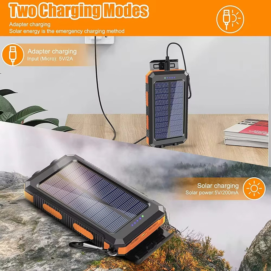 Solar Power Bank 20000 mAh Tragbare Externe Batterie mit Schneller Aufladung und LED-Licht in Schwarz und Grün - Bild 1