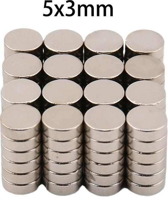 Runde Scheibenmagnete in Silber für Basteln und Schmuckherstellung, Durchmesser: 5 mm, Höhe: 3 mm - Bild 1