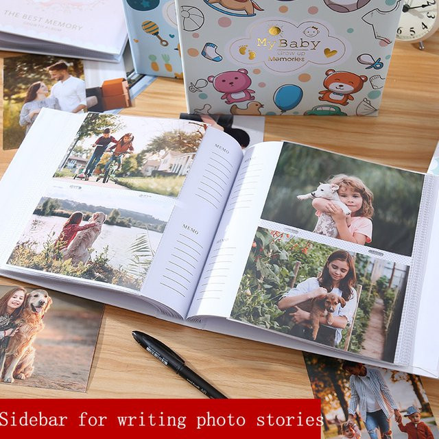 Personalisierbares Babyfotoalbum mit Hardcover und linierten Papierseiten in Mehrfarben - Bild 1