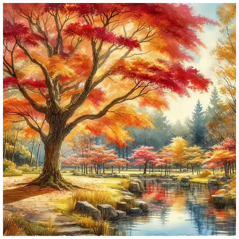HUACAN 5D DIY Diamantmalerei Herbst Landschaft Mosaik Wanddekoration Multicolour - Bild 4