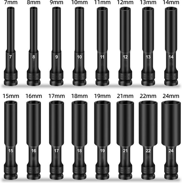 DAZZLEEX 1/2 Zoll Schlagschrauber Hex Buchse Adapter Set in Schwarz - Bild 1
