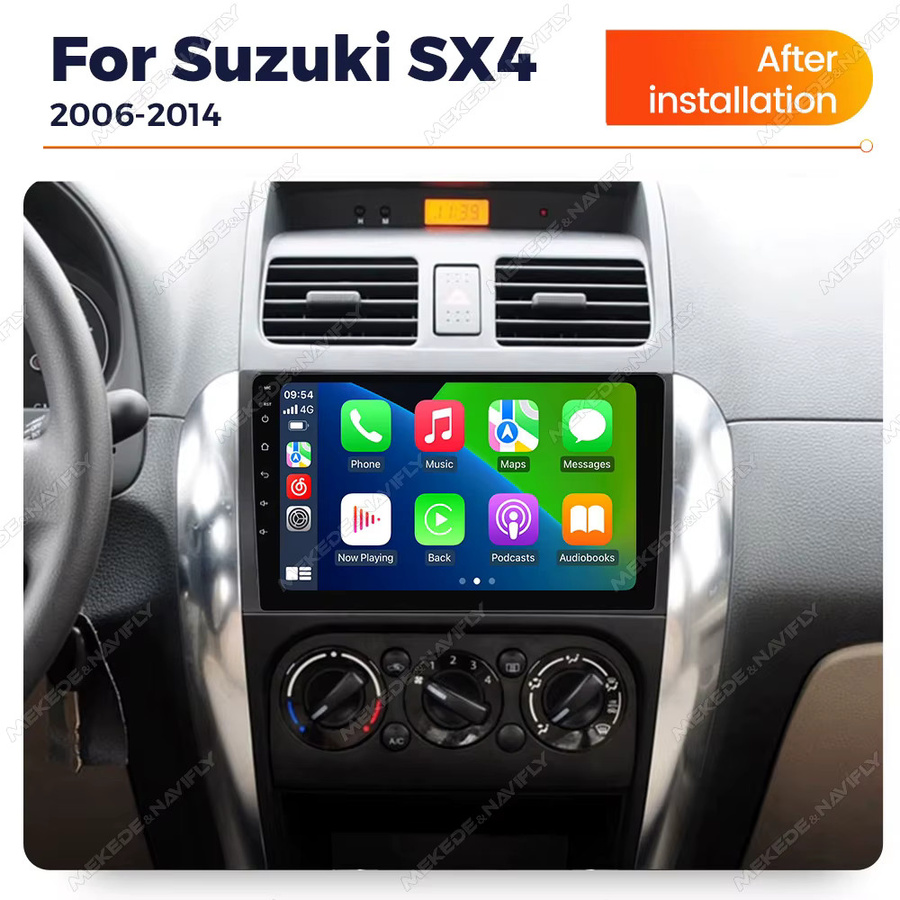 NaviTree Android 14 Auto Radio mit DVR Recorder, Rückfahrkamera und GPS Navigation, CarPlay Video Player für Suzuki SX4 2006-2014, Schwarz - Bild 2
