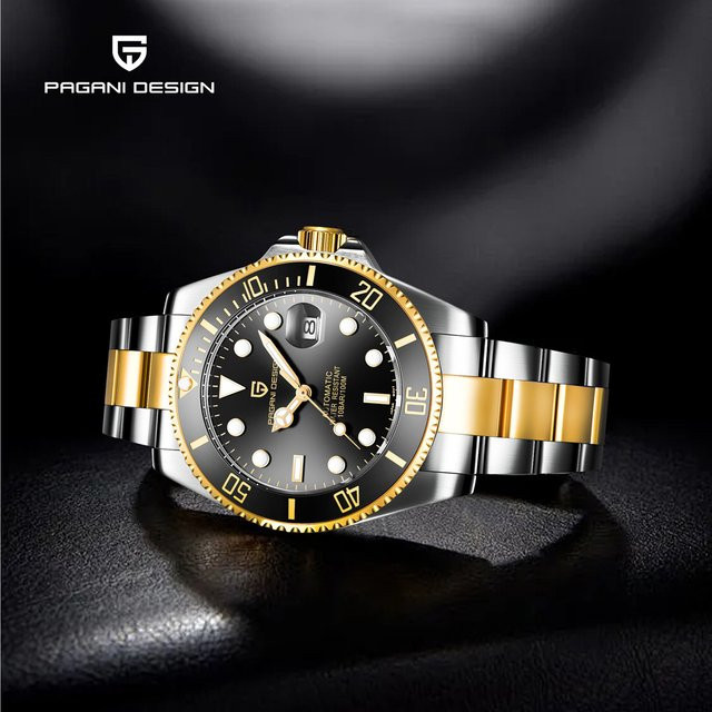 Pagani Design Armbanduhr Automatik, Edelstahl, Saphirglas, Schwarz, Herren - Bild 1