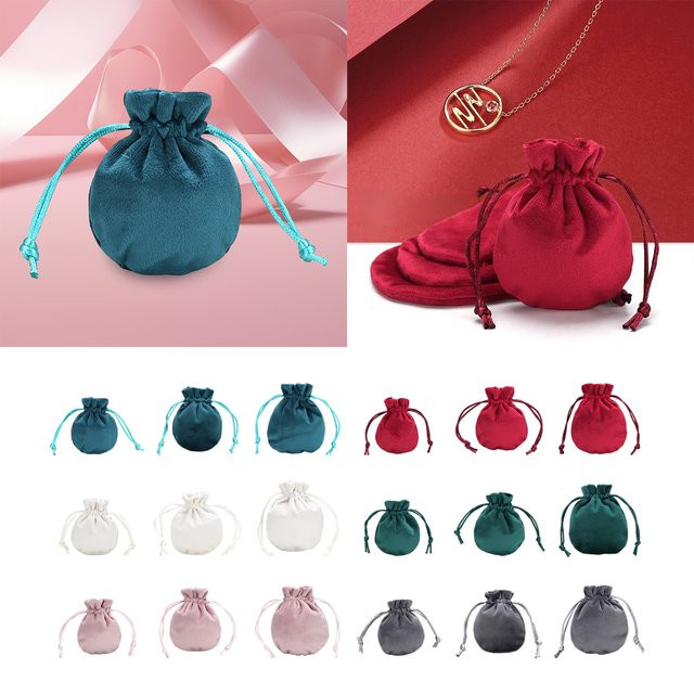 Phenovo Samtbeutel mit Kordelzug in Pink für Ringe und Ohrringe als Reiseorganizer und Geschenktasche - Bild 1