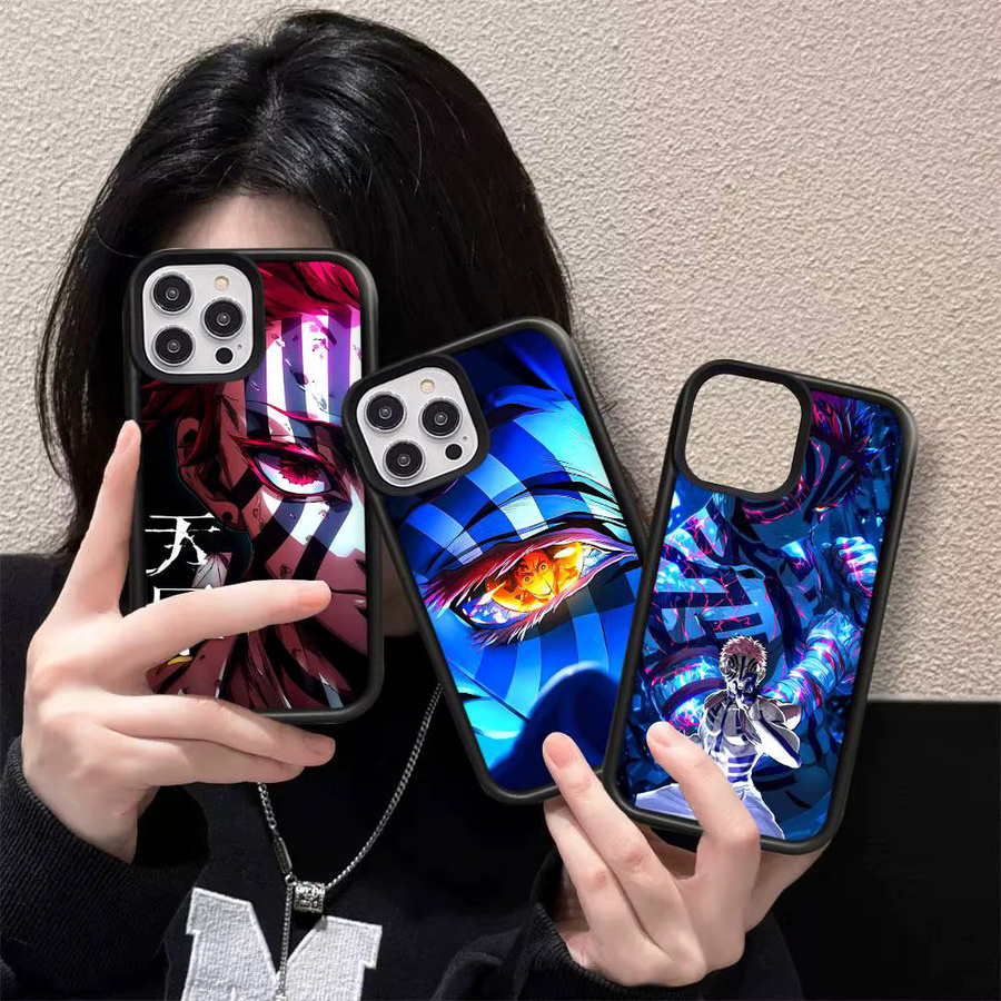 D-Demon Akaza S-Slayer Handyhülle aus PC und TPU für iPhone 11 bis iPhone 17 Pro Max Plus in Multicolour mit Kawaii Cartoon Design - Bild 2