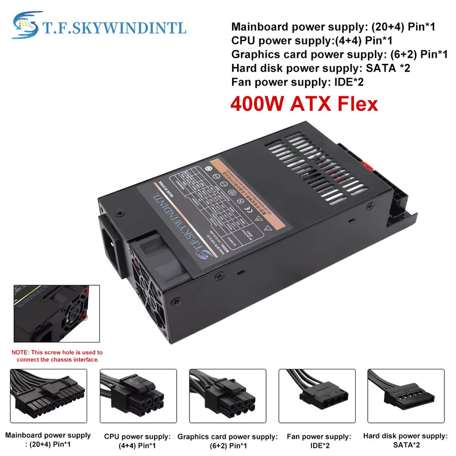 T.F.SKYWINDINTL Netzteil 400 W Flex Small 1U für ATX 12 V, Schwarz - Bild 3