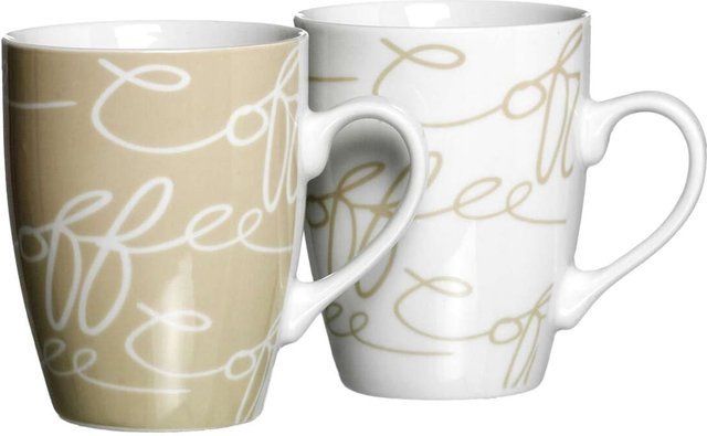 Ritzenhoff & Breker Kaffeebecher Cornello aus Porzellan, 2er Set, Beige/Multicolor, 250 ml pro Becher - Bild 1