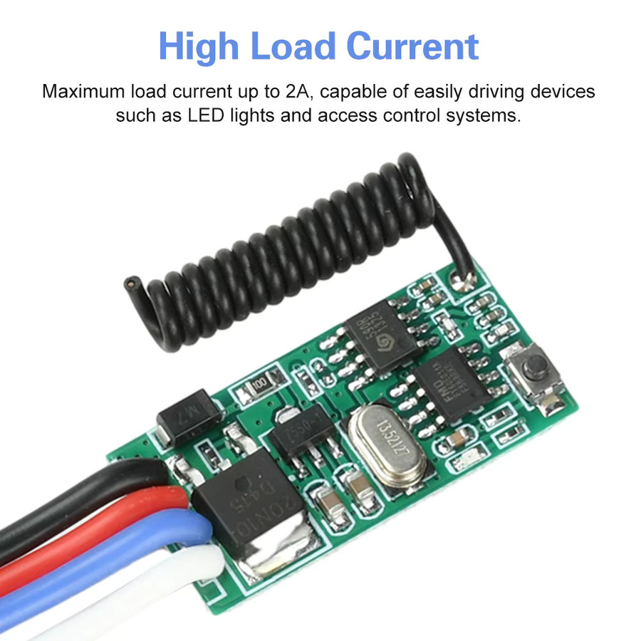 diymore Micro Fernbedienung Schalter 433 MHz mit LED Empfänger für 3,6 V-24 V 2A Einkanal Zugangskontrolle - Bild 2