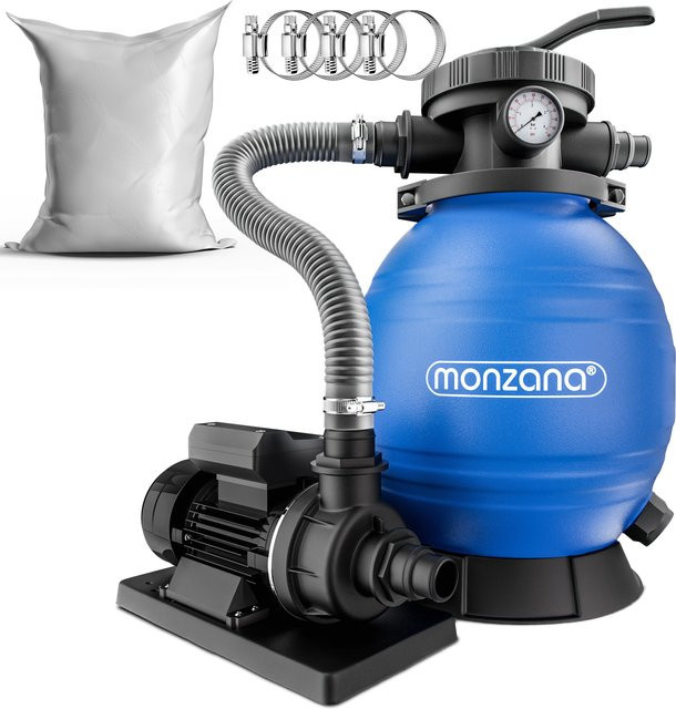 Monzana Sandfilteranlage mit Filterglas, 10200 l/h, Blau/Schwarz - Bild 1