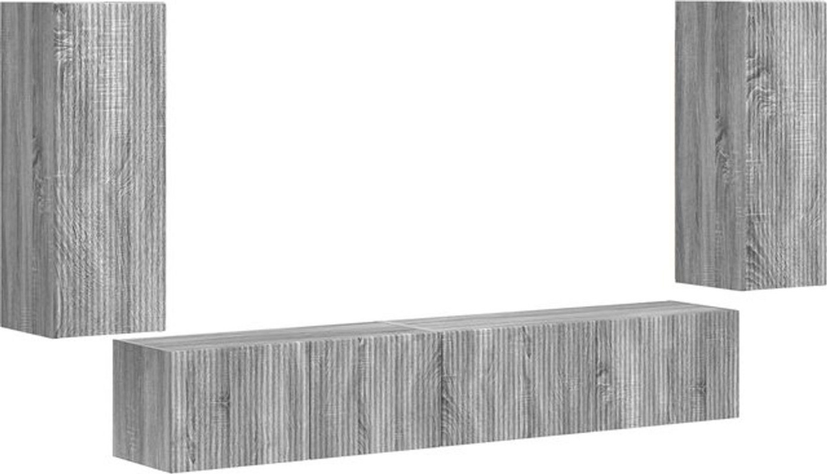 Modernes TV-Schrankset aus Holzwerkstoff von vidaXL in Grau, 4-teiliges minimalistisches Design - Bild 1