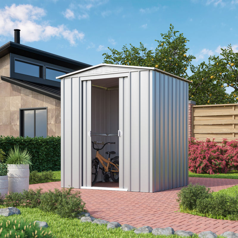 Globel Metall-Gerätehaus Gartenmanager Dream 65 in Silber Metallic mit Schiebetüren und Lüftungsschlitzen, B/T: 184 x 154 cm - Bild 2