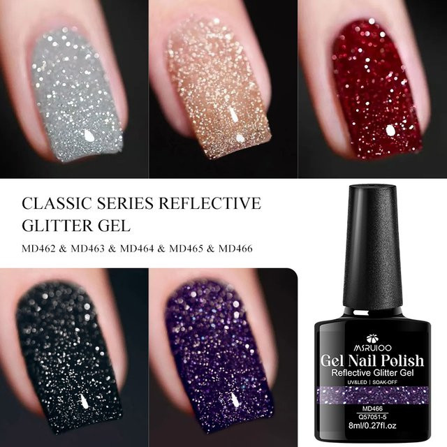 MSRUIOO Glitzer-Gel-Nagellack, 5 Farben, glänzend, Unisex - Bild 1