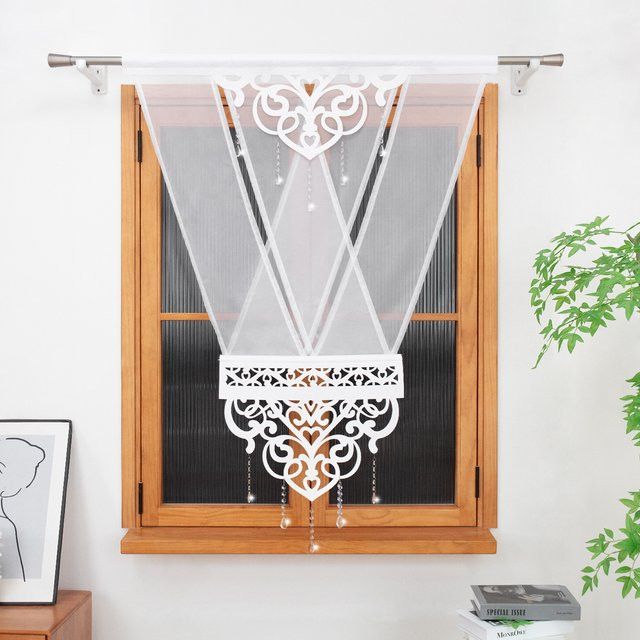 FLYINGCURTAINS Filtervorhang mit Hohlmuster und Perlen-Design in Schwarz und Transparent - Bild 1