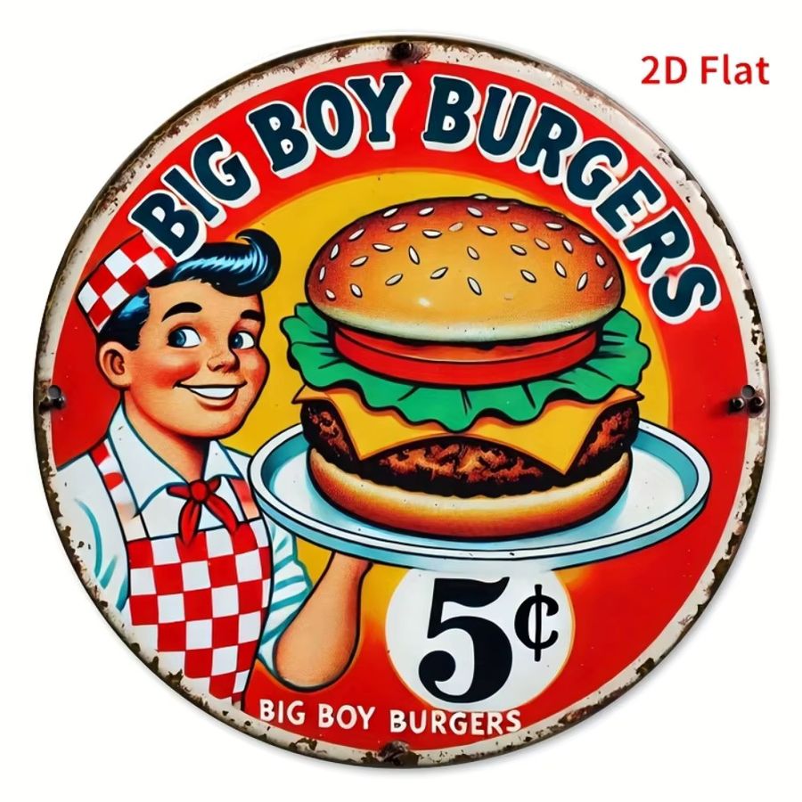 Vintage Big Boy Burger Metallschild Multicolor Wanddekoration B/H: 20 x 20 cm - Bild 3