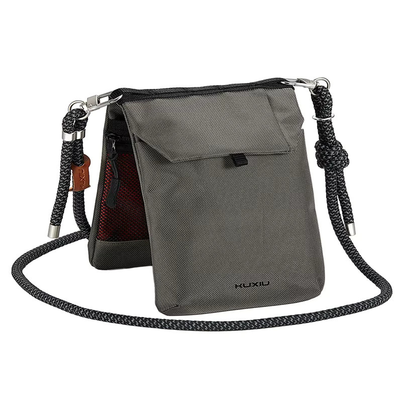KUXIU Wasserdichte Nylon Handytasche als kleine Umhängetasche für Reisen in Schwarz mit diebstahlsicherem Kartenfach - Bild 5