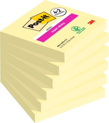Post-it Super Sticky Haftnotizen Gelb, B/B/H: 7,6 x 7,6 x 0,6 cm, extra starke Haftung, PEFC-zertifiziert - Bild 1