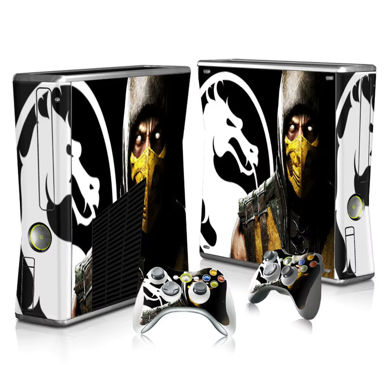 Individuell gestaltetes Microsoft Xbox 360 Slim Skin-Set aus Vinyl mit 2 Controller-Aufklebern in Blau und Multicolour - Bild 2