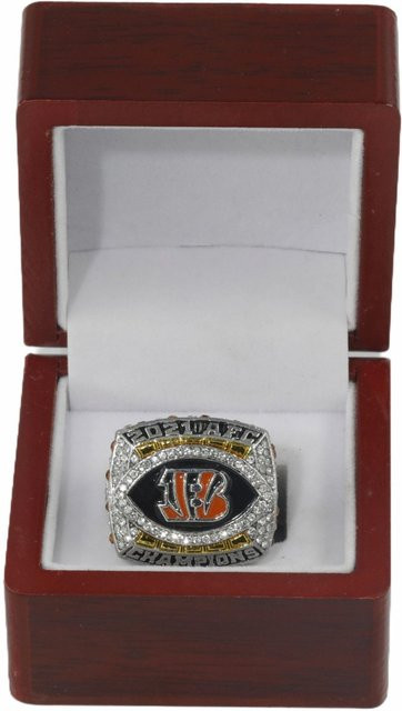 Global Finds Ring, 2021 AFC Champion Cincinnati Bengals, Grau, Zirkonia, Damen, Größe 13 - Bild 1
