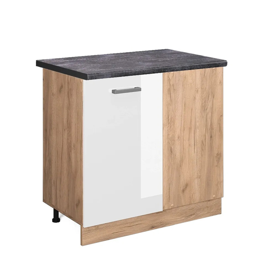Vicco R-Line Eckunterschrank für die Küche in Weiß Hochglanz und Anthrazit mit Eiche Optik, Höhe: 86 cm, Breite: 60 cm, Tiefe: 81,6 cm - Bild 2