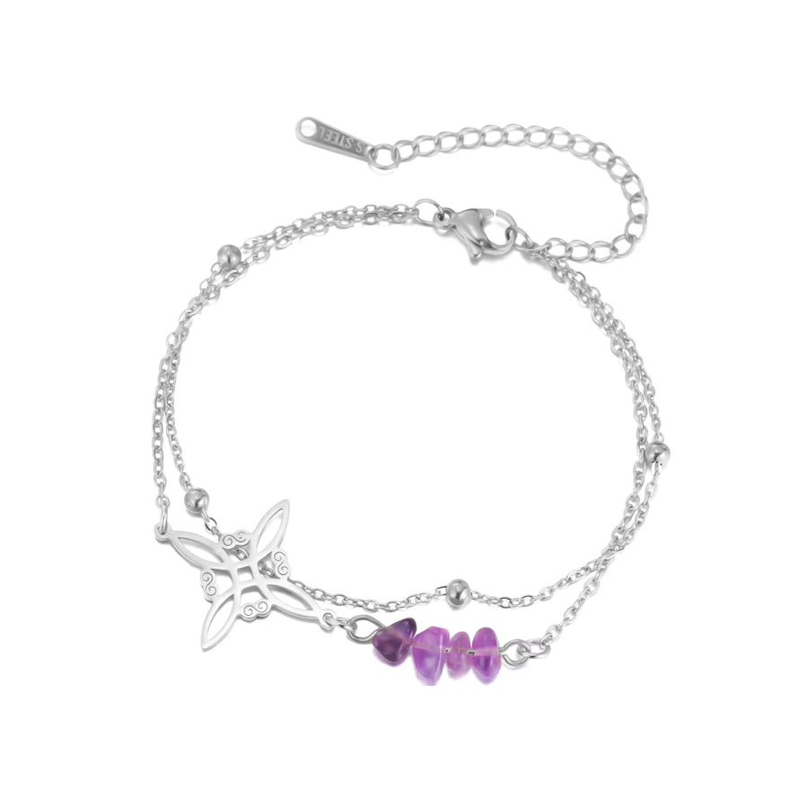 Skyrim Armband, Lila Kristall, Edelstahl, Damen - Bild 2