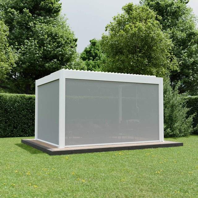 Ximax Elektrische Seitenmarkise für Pergola aus Aluminium mit weißem PVC-Gewebe, Breite: 400 cm - Bild 1