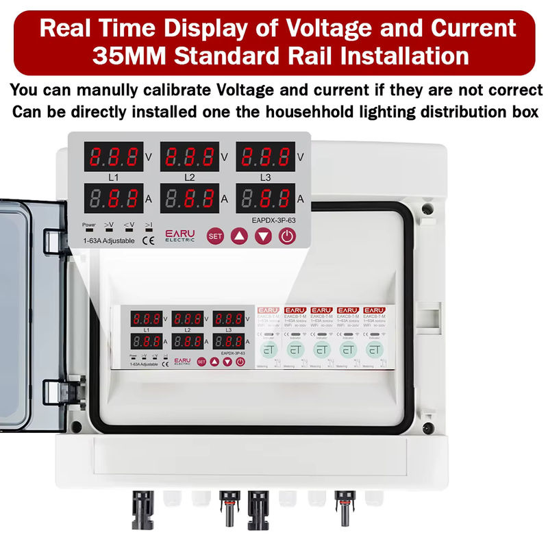 EARU Dreiphasen-Spannungsstrom-Schutzschalter mit Unterspannungsschutz, Strombegrenzungsschutz und Relaisschutz für DIN-Schiene, 3 x 220 V / 380 V, 63 A bis 100 A - Bild 5