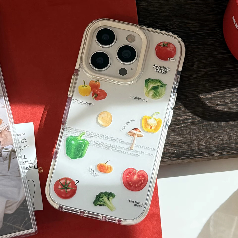 MUQGEW Magnetische iPhone Schutzhülle mit 3D Cartoon Tomaten Design, Transparent und Stoßfest für iPhone 16 15 14 13 12 Pro Max - Bild 6