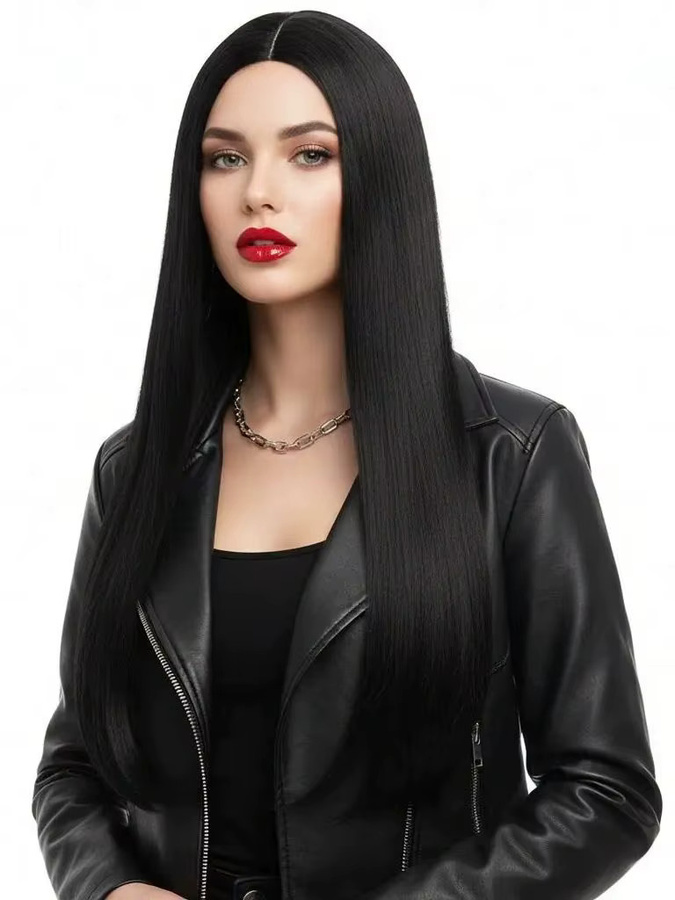 shyred Perücke, lange schwarze synthetische Haare, Damen - Bild 4