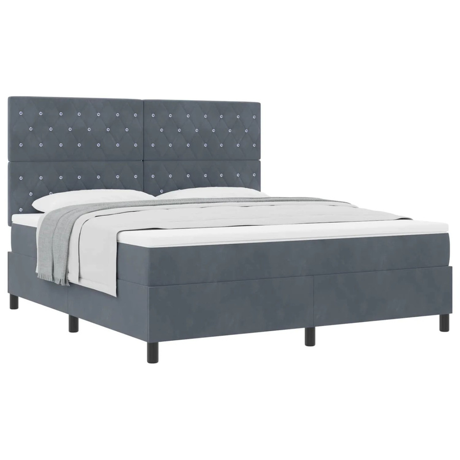 vidaXL Boxspringbett mit Matratze und Taschenfederkern in Grau, B/T/H: 180 x 200 x 128 cm - Bild 2