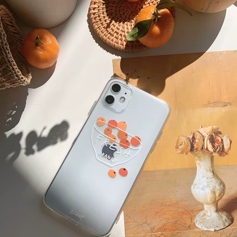 Stoßfeste transparente Handyhülle mit Orangen-Design für iPhone Modelle von 7 bis 16 Pro Max von MUQGEW - Bild 3