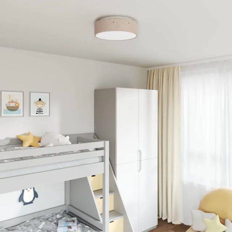 Moderne Deckenlampe aus Stoff von Vidaxl in Taupe Meliert, Durchmesser: 38 cm, Höhe: 13,5 cm, Fassung E27 - Bild 1